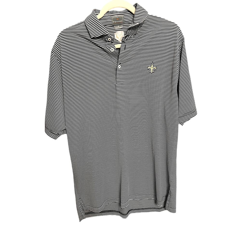Fennec Saints Football Polo Shirt Medium Gray Short Sleeve Stretch Logo Mens NFL